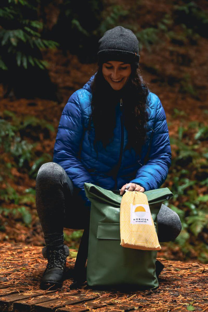 Horizon Travel towel hiking in woods